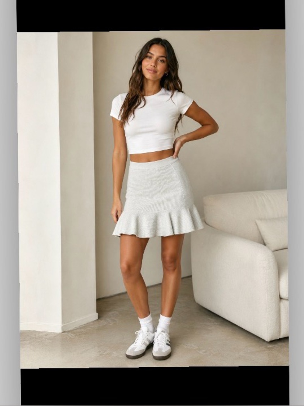 Le Lis Blanc Women’s Ruffle Hem Knit Skirt